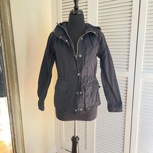 Women's Navy Cinched Waist Hooded Utility Jacket XS